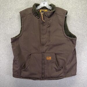 Wells Lamont Vest Mens Large Brown Canvas Sherpa Lined Workwear Outdoor Warm